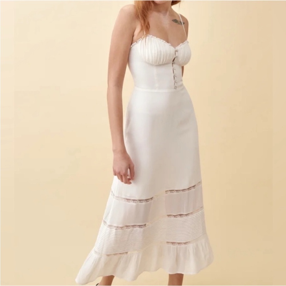 Reformation Cream Midi Dress